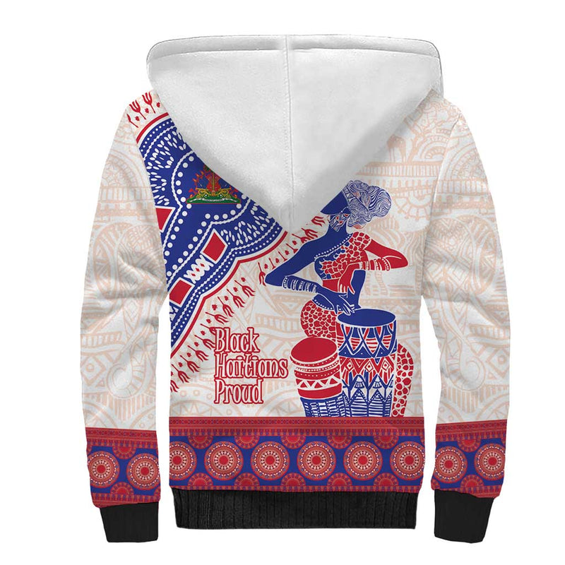 Afro-Haitians Proud Haiti Coat Of Arms Dashiki Sherpa Hoodie