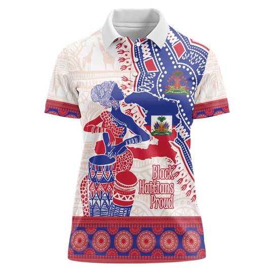Afro-Haitians Proud Haiti Coat Of Arms Dashiki Women Polo Shirt