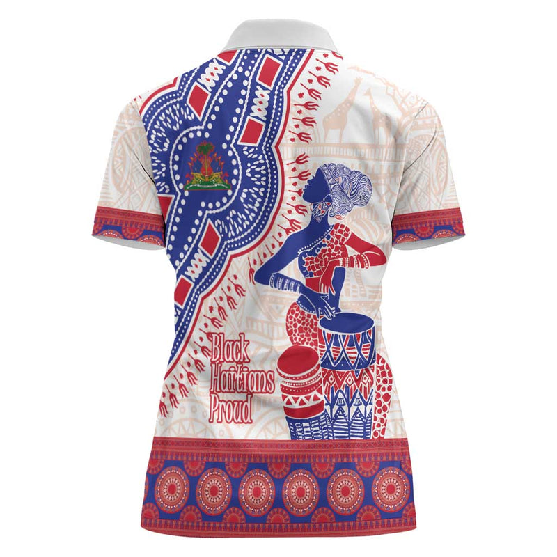Afro-Haitians Proud Haiti Coat Of Arms Dashiki Women Polo Shirt