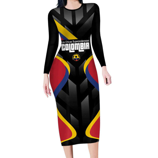 Custom Colombia Football Vamos Las Chicas Superpoderosas Long Sleeve Bodycon Dress