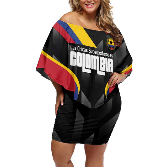 Custom Colombia Football Vamos Las Chicas Superpoderosas Off Shoulder Short Dress