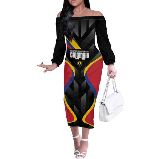 Custom Colombia Football Vamos Las Chicas Superpoderosas Off The Shoulder Long Sleeve Dress