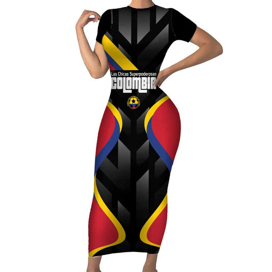 Custom Colombia Football Vamos Las Chicas Superpoderosas Short Sleeve Bodycon Dress