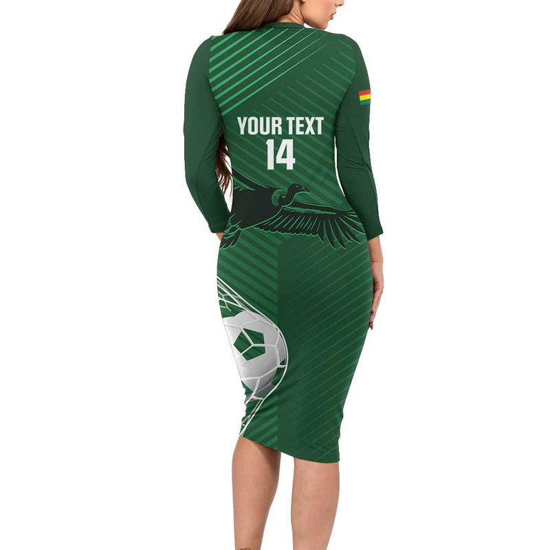 Custom Bolivia Football Vamos La Verde Long Sleeve Bodycon Dress