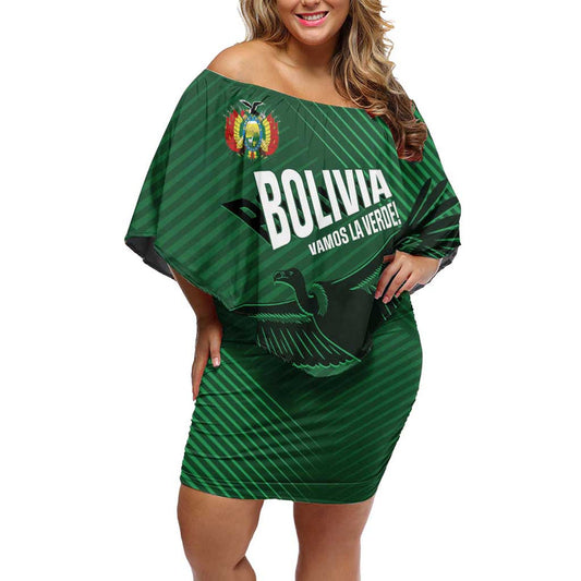 Custom Bolivia Football Vamos La Verde Off Shoulder Short Dress