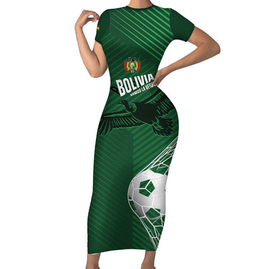 Custom Bolivia Football Vamos La Verde Short Sleeve Bodycon Dress