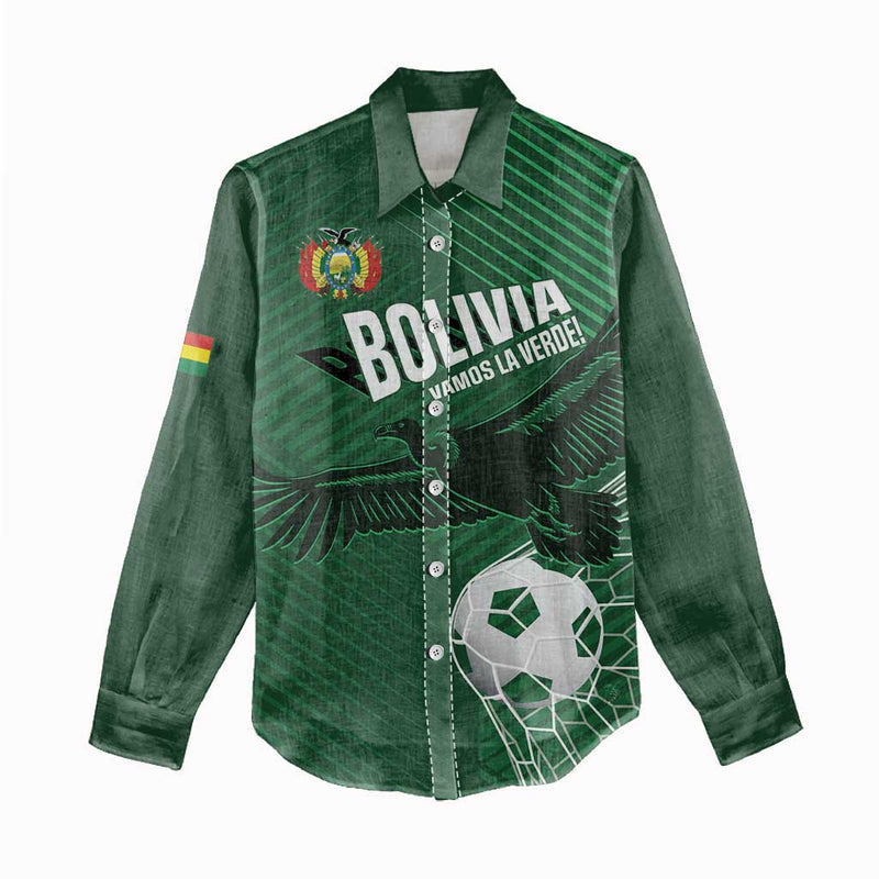 Custom Bolivia Football Vamos La Verde Women Casual Shirt