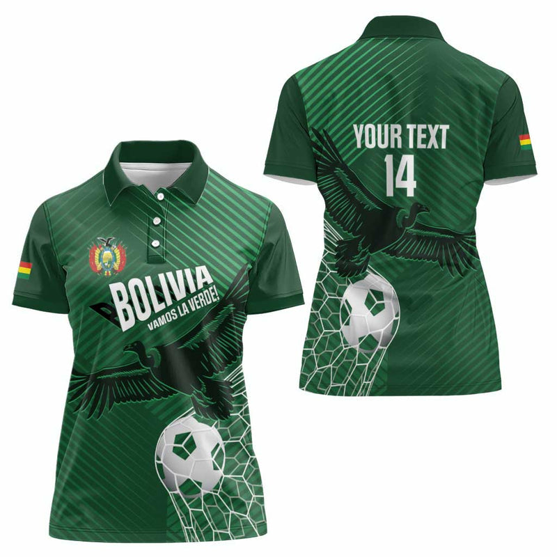 Custom Bolivia Football Vamos La Verde Women Polo Shirt