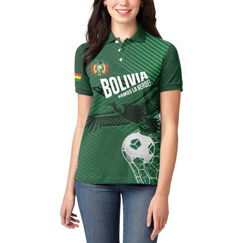 Custom Bolivia Football Vamos La Verde Women Polo Shirt