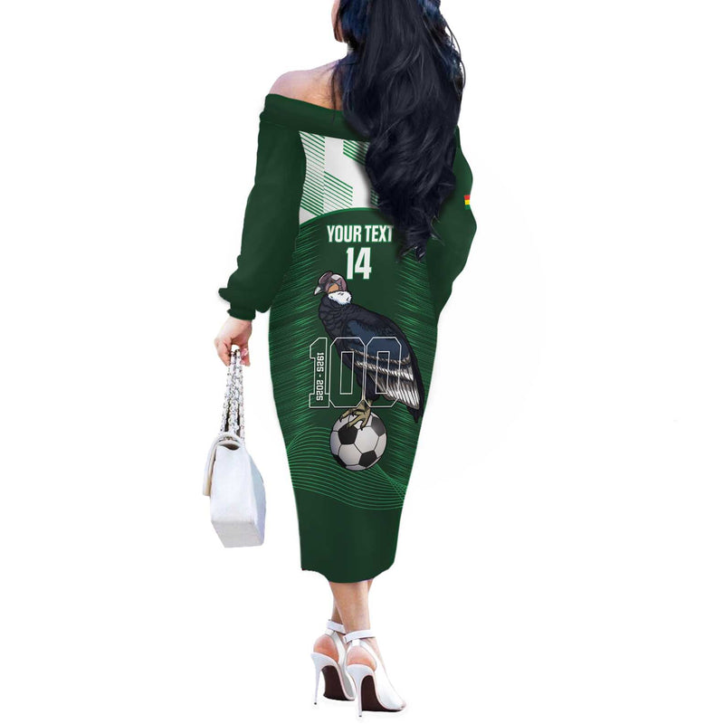 Custom Bolivia Football 100th Anniversary Andean Condor Proud Off The Shoulder Long Sleeve Dress