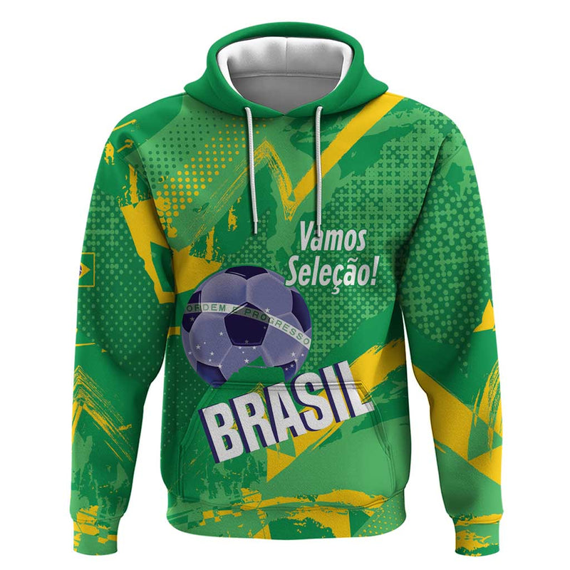 Custom Brazil Football Vamos Selecao Brushes Style Hoodie