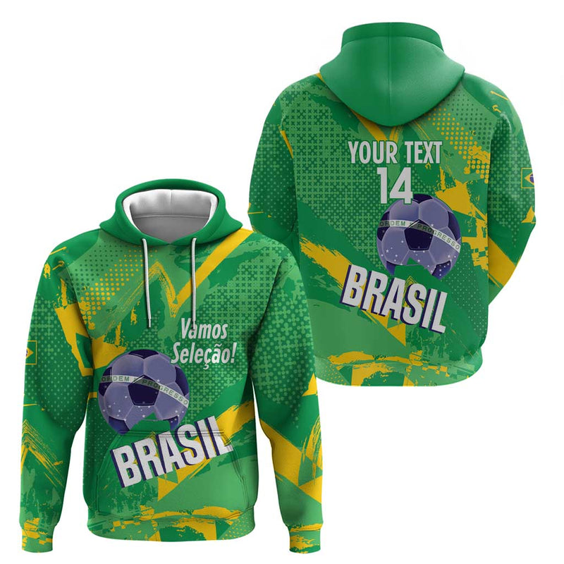 Custom Brazil Football Vamos Selecao Brushes Style Hoodie