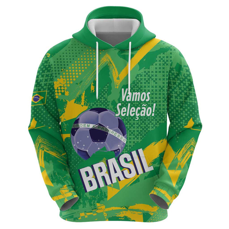 Custom Brazil Football Vamos Selecao Brushes Style Hoodie