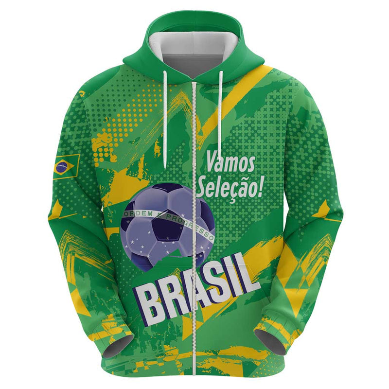 Custom Brazil Football Vamos Selecao Brushes Style Hoodie