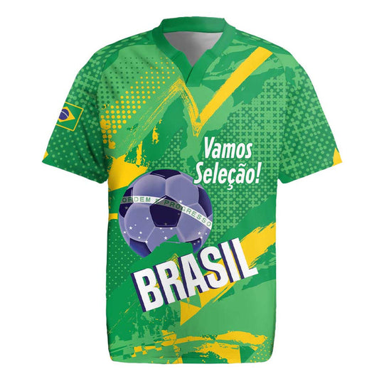 Custom Brazil Football Vamos Selecao Brushes Style Rugby Jersey
