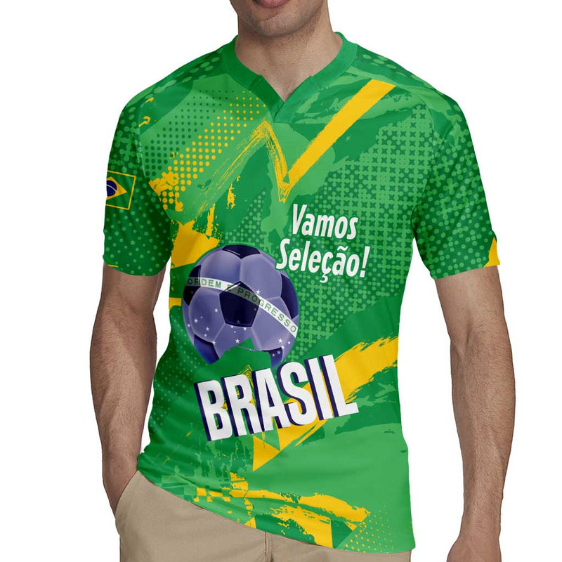 Custom Brazil Football Vamos Selecao Brushes Style Rugby Jersey