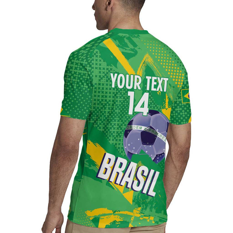 Custom Brazil Football Vamos Selecao Brushes Style Rugby Jersey