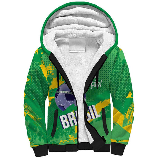 Custom Brazil Football Vamos Selecao Brushes Style Sherpa Hoodie