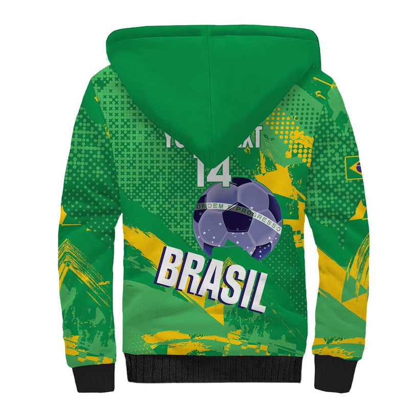 Custom Brazil Football Vamos Selecao Brushes Style Sherpa Hoodie