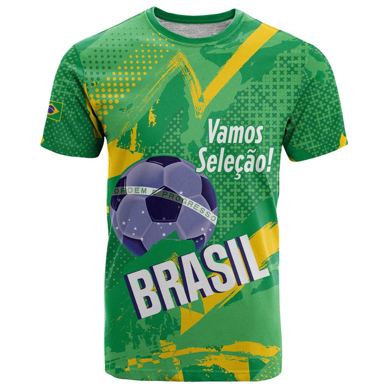 Custom Brazil Football Vamos Selecao Brushes Style T Shirt