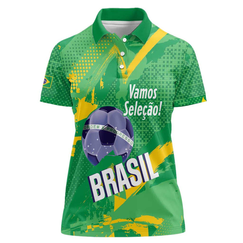 Custom Brazil Football Vamos Selecao Brushes Style Women Polo Shirt