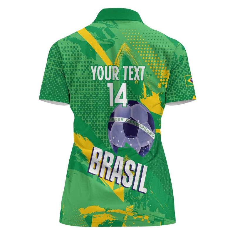 Custom Brazil Football Vamos Selecao Brushes Style Women Polo Shirt