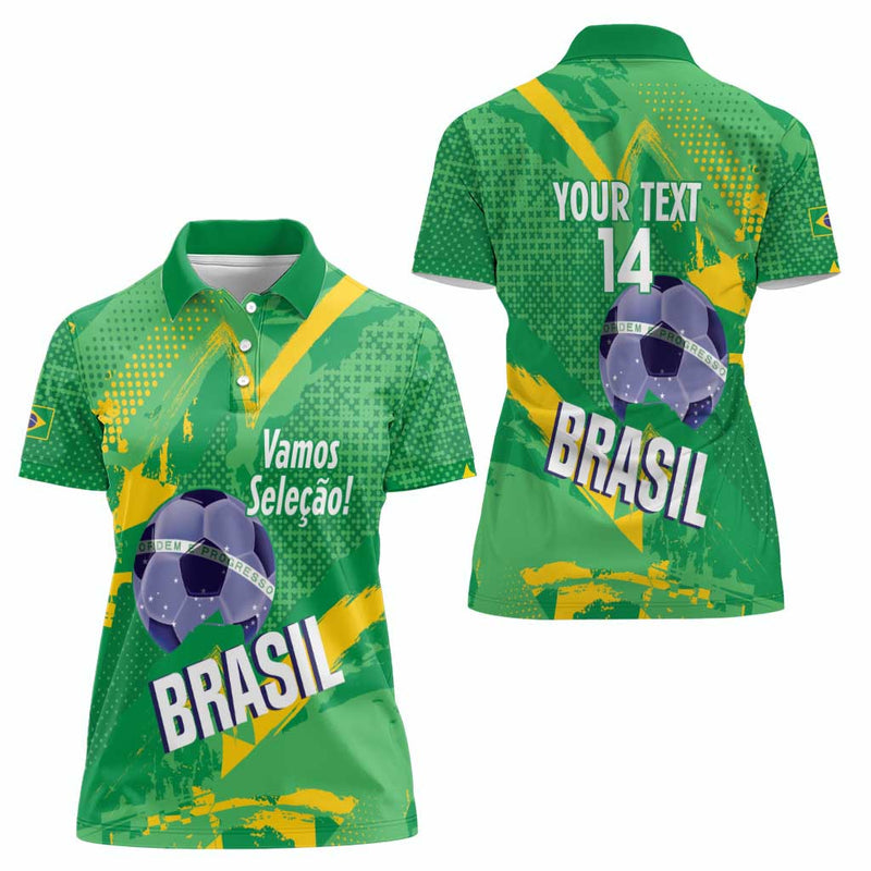 Custom Brazil Football Vamos Selecao Brushes Style Women Polo Shirt
