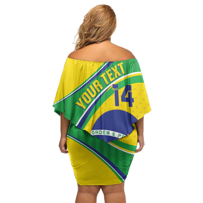 Custom Brazil Football Vamos Canarinho Off Shoulder Short Dress