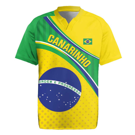 Custom Brazil Football Vamos Canarinho Rugby Jersey