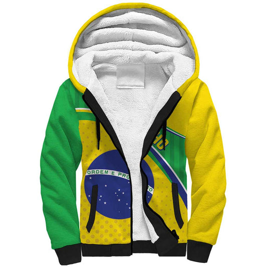 Custom Brazil Football Vamos Canarinho Sherpa Hoodie