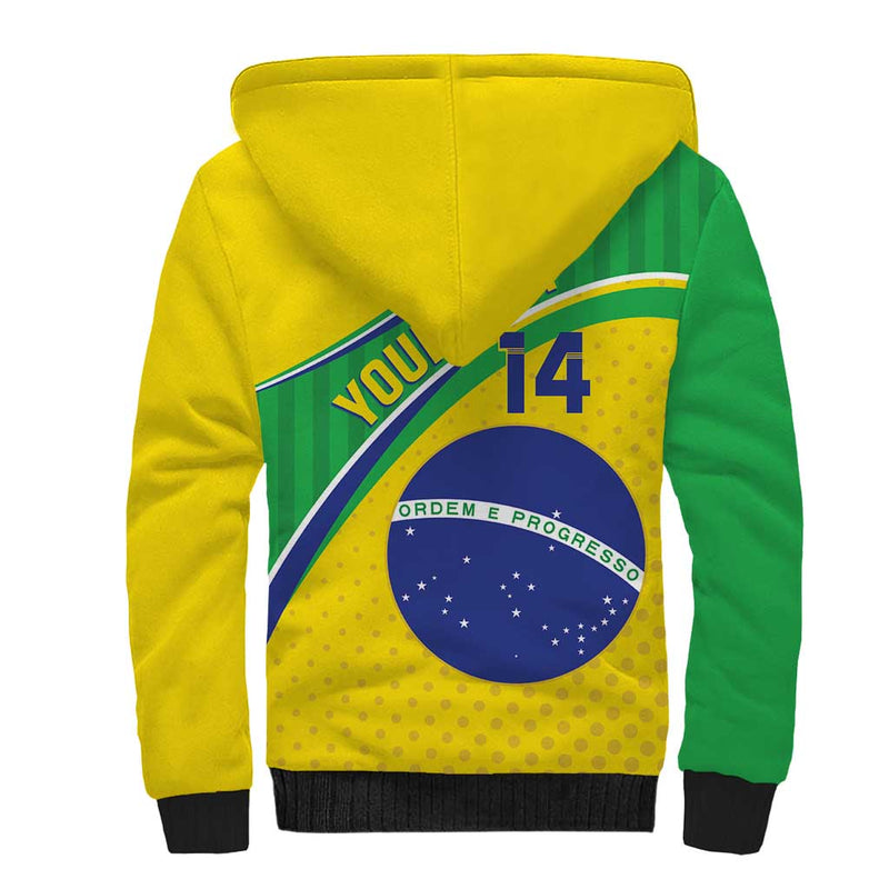 Custom Brazil Football Vamos Canarinho Sherpa Hoodie