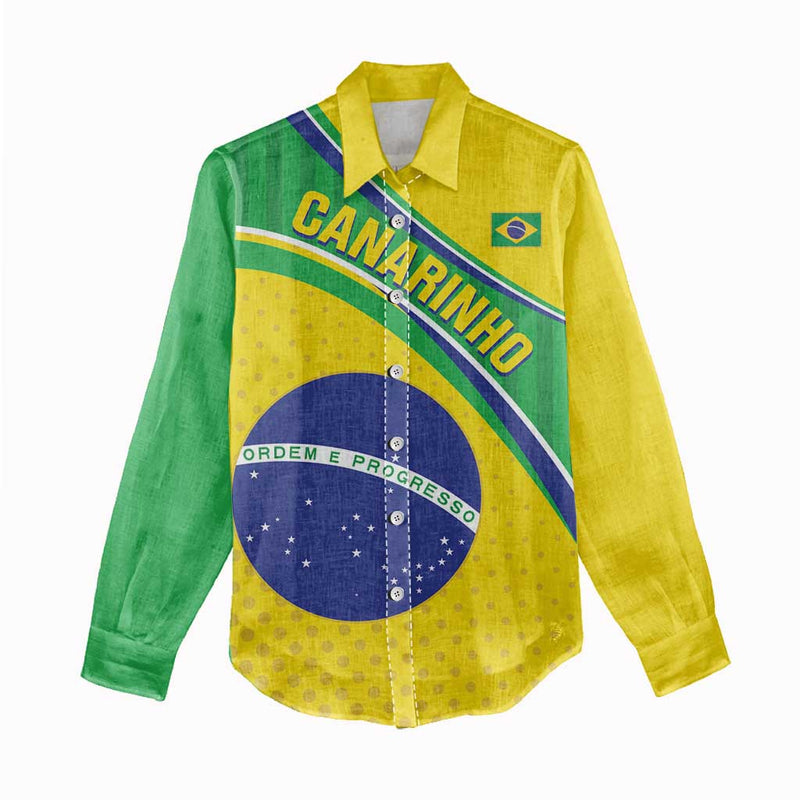 Custom Brazil Football Vamos Canarinho Women Casual Shirt