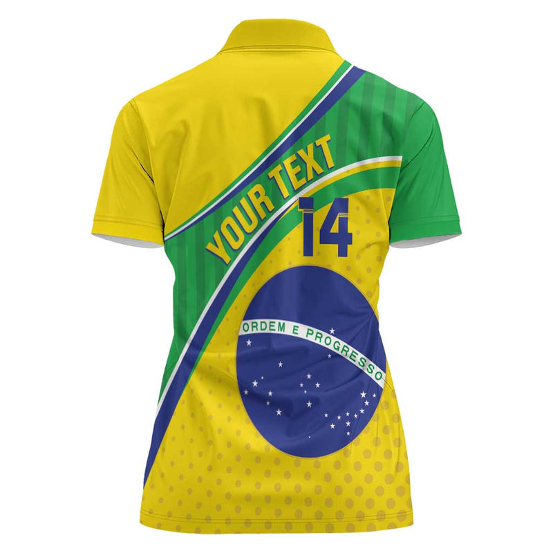 Custom Brazil Football Vamos Canarinho Women Polo Shirt