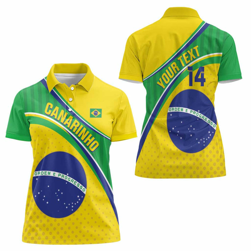 Custom Brazil Football Vamos Canarinho Women Polo Shirt