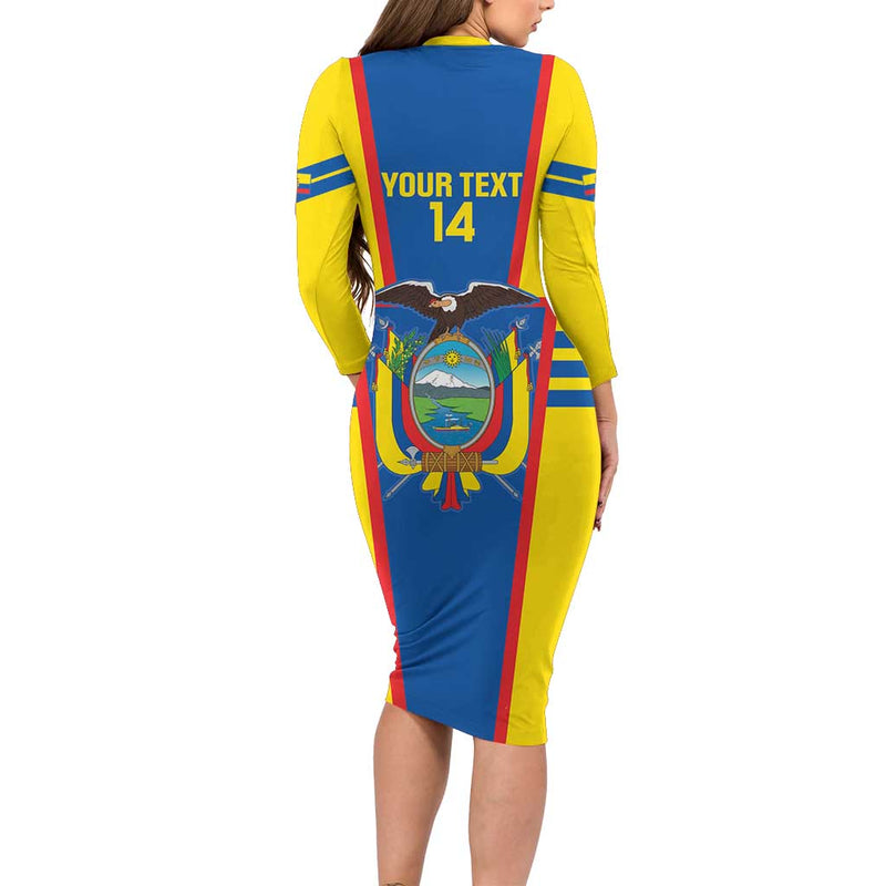 Custom Ecuador Football Vamos La Tricolor Long Sleeve Bodycon Dress