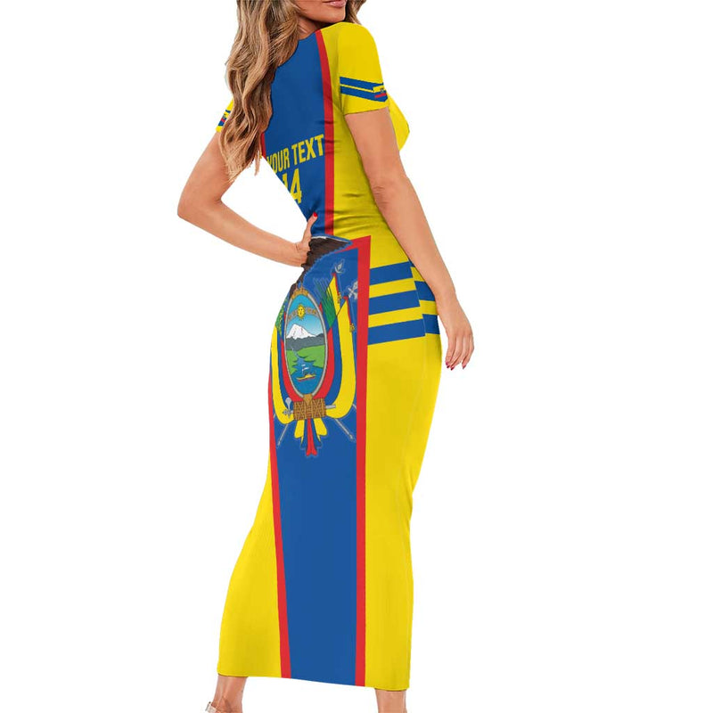 Custom Ecuador Football Vamos La Tricolor Short Sleeve Bodycon Dress