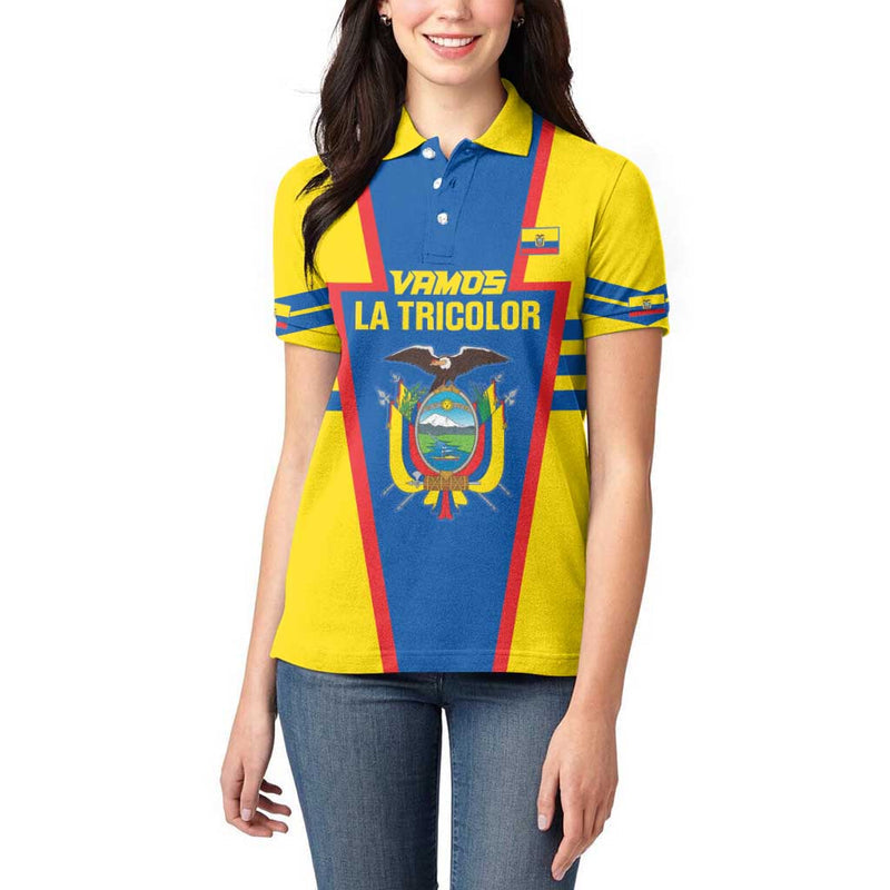 Custom Ecuador Football Vamos La Tricolor Women Polo Shirt