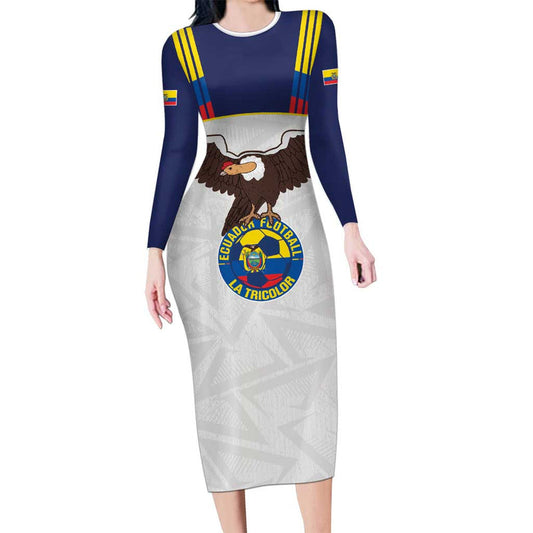 Custom Ecuador Football La Tri Go Champions Condor Style Long Sleeve Bodycon Dress