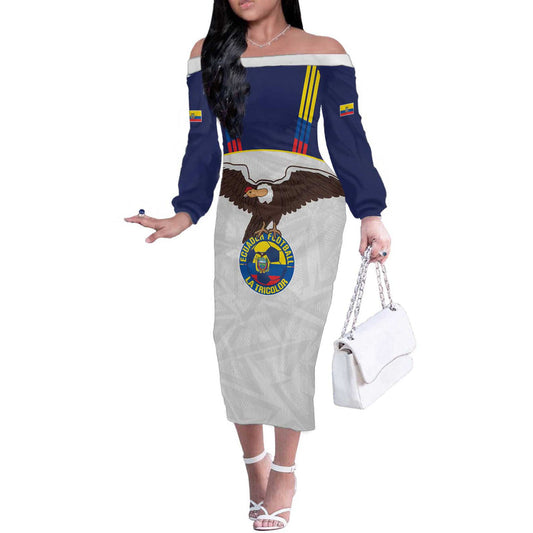 Custom Ecuador Football La Tri Go Champions Condor Style Off The Shoulder Long Sleeve Dress