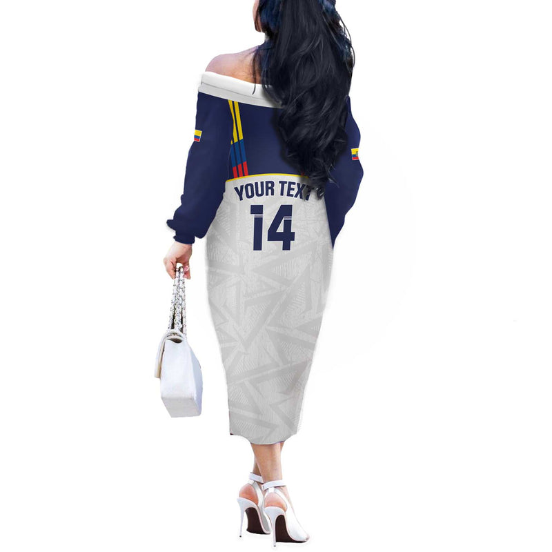 Custom Ecuador Football La Tri Go Champions Condor Style Off The Shoulder Long Sleeve Dress