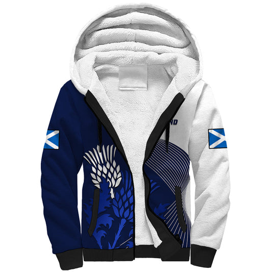 (Custom Text And Number) Scotland Rugby Thistle Unique Go Scottish Blue Version Sherpa Hoodie