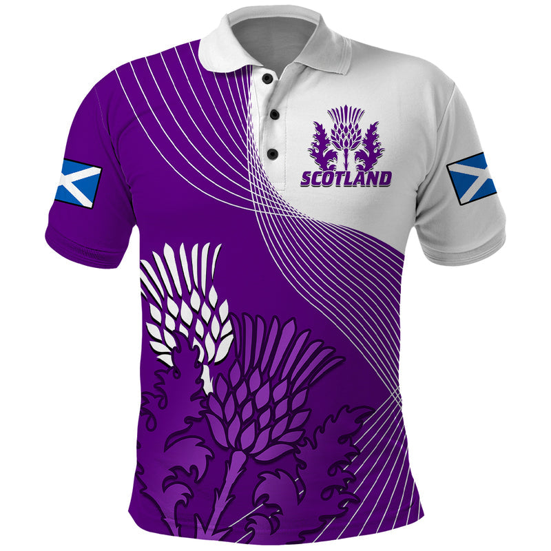 (Custom Text And Number) Scotland Rugby Thistle Unique Go Scottish Purple Version Polo Shirt