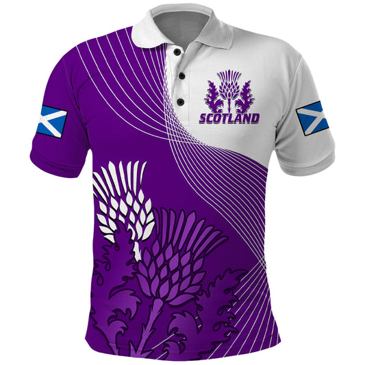 (Custom Text And Number) Scotland Rugby Thistle Unique Go Scottish Purple Version Polo Shirt