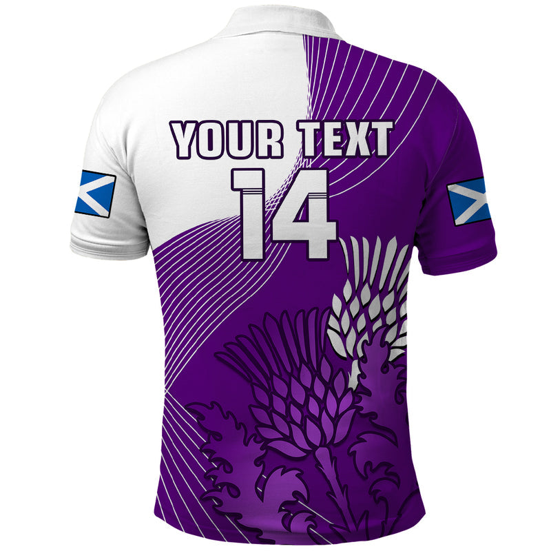 (Custom Text And Number) Scotland Rugby Thistle Unique Go Scottish Purple Version Polo Shirt