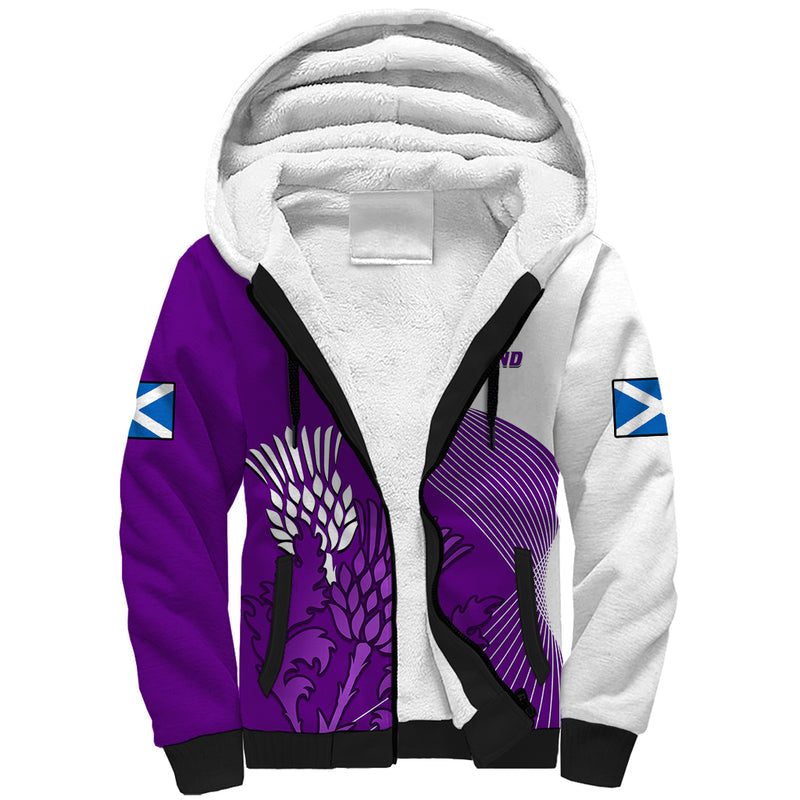 (Custom Text And Number) Scotland Rugby Thistle Unique Go Scottish Purple Version Sherpa Hoodie