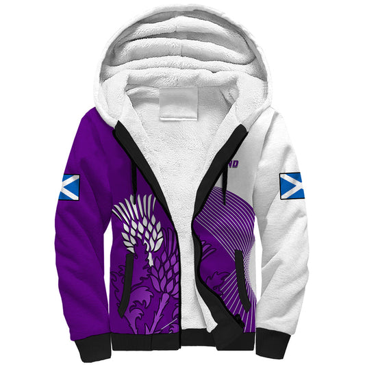 (Custom Text And Number) Scotland Rugby Thistle Unique Go Scottish Purple Version Sherpa Hoodie