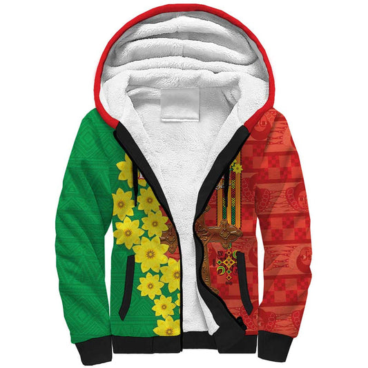 Enkutatash Ethiopia Melkam Addis Amet Adey Abeba Flower Sherpa Hoodie