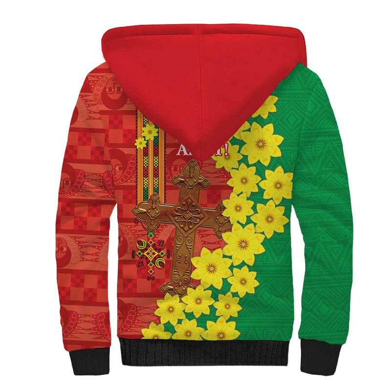 Enkutatash Ethiopia Melkam Addis Amet Adey Abeba Flower Sherpa Hoodie