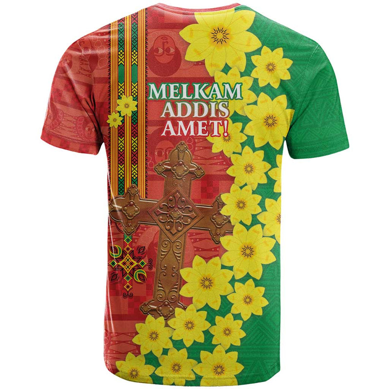 Enkutatash Ethiopia Melkam Addis Amet Adey Abeba Flower T Shirt
