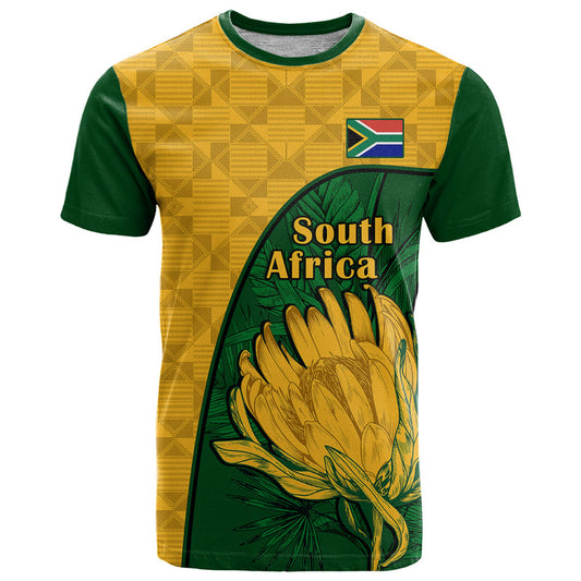 Custom South Africa King Protea With Kente Pattern T Shirt